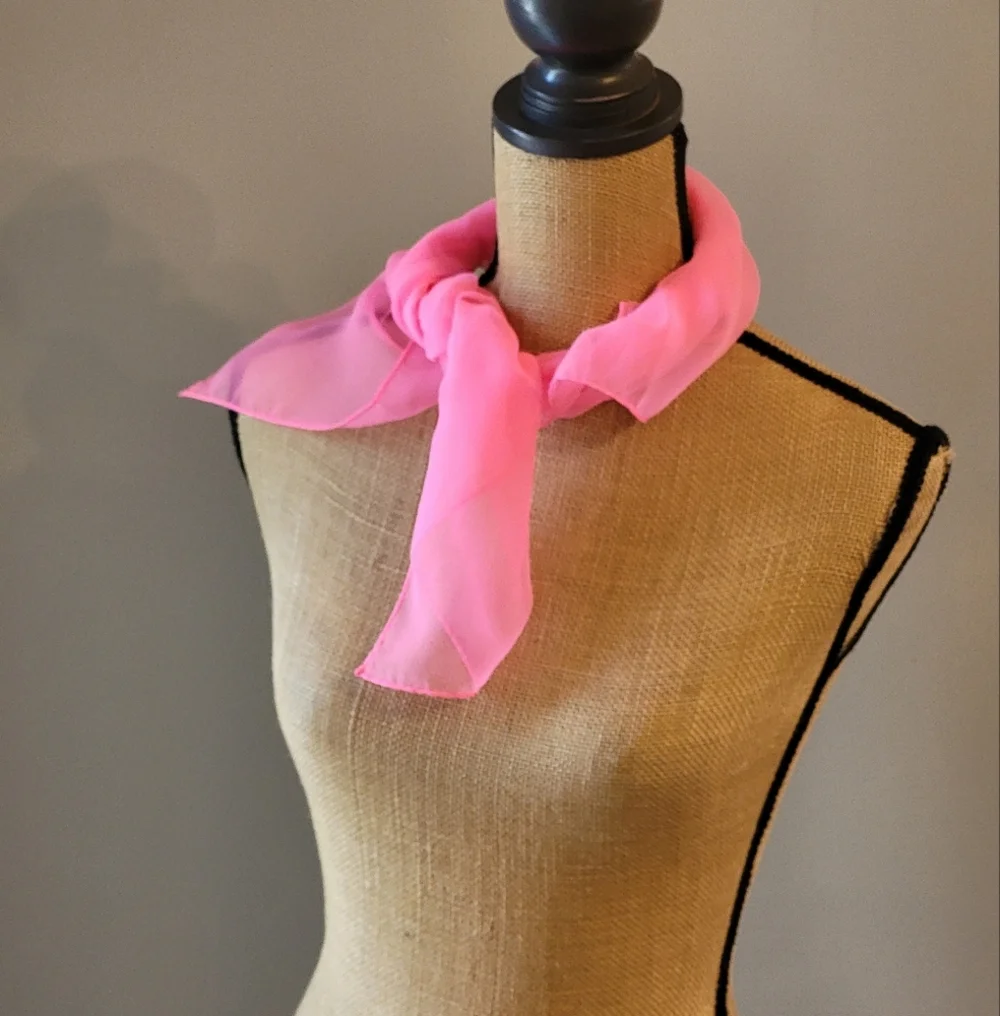 Vintage 60s Hot Pink Polyester Sheer Scarf Made In Japan